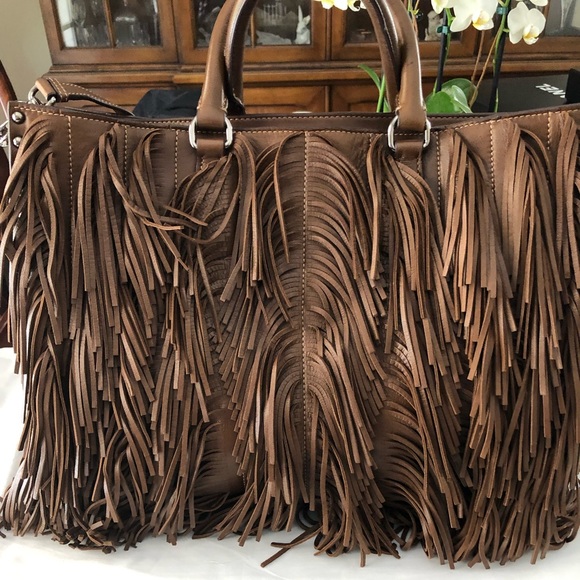 NEW Convertible Fringe Tote Studded Nappa Leather (Medium) - Picture 2 of 8